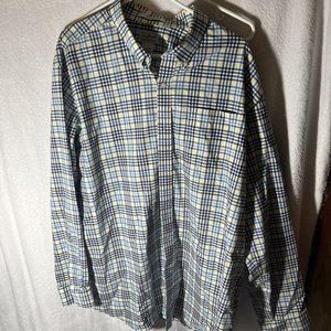 Blue/yellow plaid dress LL Bean Traditional fit wrinkle free shirt. XXl-reg